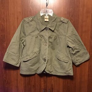 OLIVE GREEN CROP JACKET, Sz M